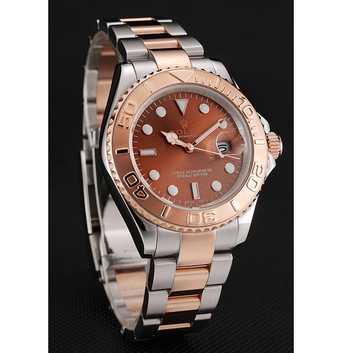 AAA Replica Watches Tone Gold Two Master Rose Steel Dial 1453864 Yacht Bracelet Rolex Stainless 0825